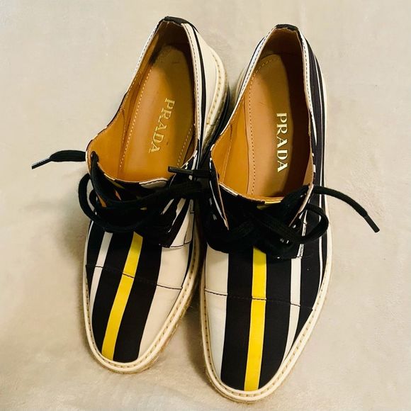 Authentic Prada Striped Platform Creepers - Picture 10 of 16